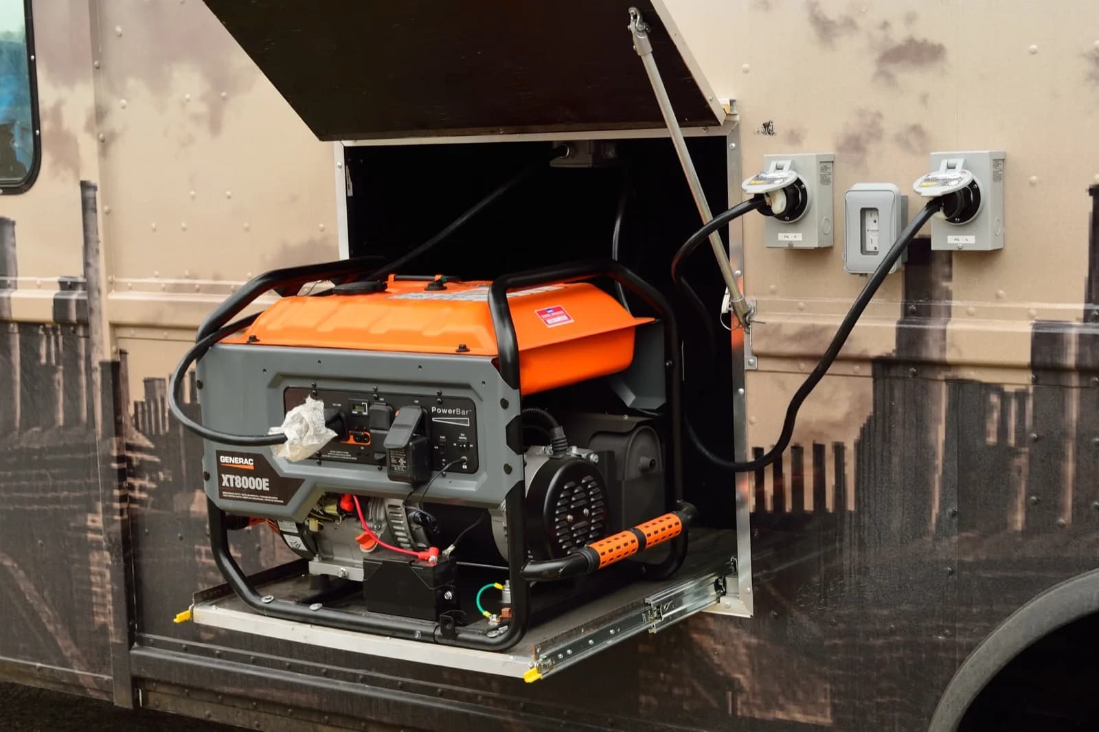 Portable Generac generator set up for backup power